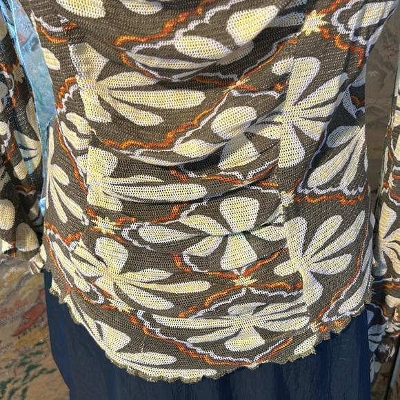 FREE PEOPLE THROUGH THE MEADOW RUCHED MESH WOMENS LONG SLEEVE TOP SZ M - Picture 5 of 16